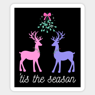 Tis the Season - deer and mistletoe Sticker